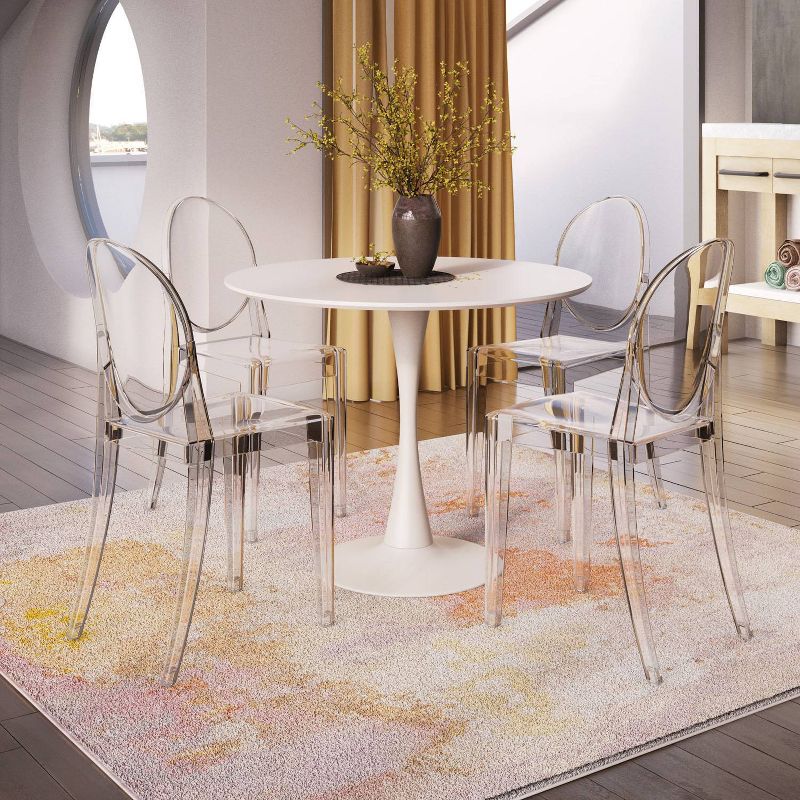 36" Cameron Modern Round Dining Table with Tulip Style Base White - Aeon