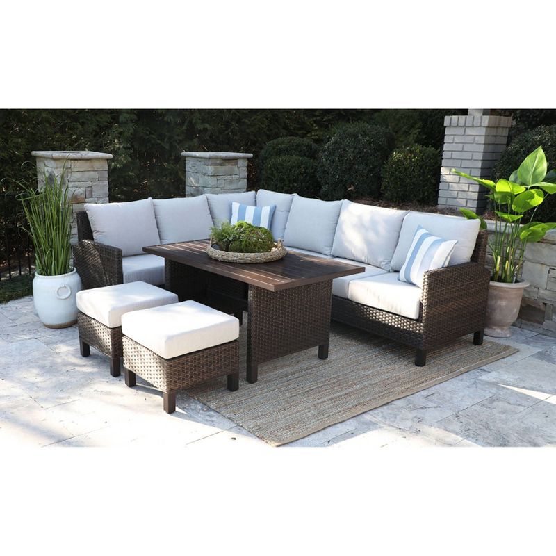 Bradford 6pc Low Dining Sectional Set with Sunbrella - Canopy Home and Garden
