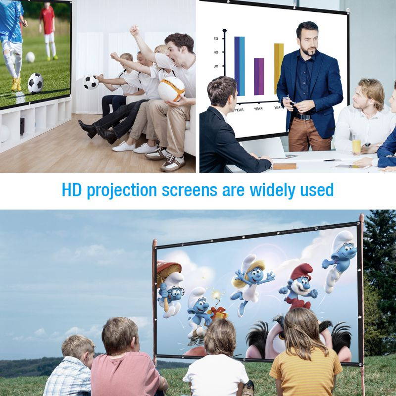 Projector Screen 120" 16:9 Portable Projection HD Foldable Washable Movie Screen for Home Theater Support Double Sided Projection Indoor Outdoor