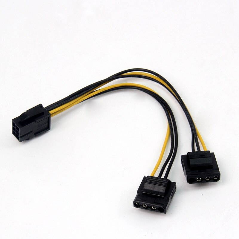 6Pin Female to Dual 4Pin Female Power Supply Cable Graphics Card Power to Molex 4Pin Convert Cable for nVidia ATI AMD Video Card