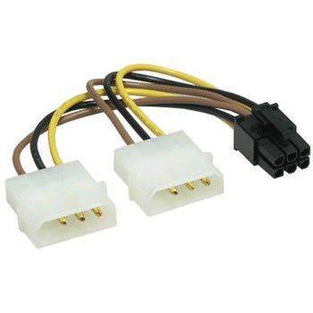 Dual 4-pin Molex LP4 to 8 Pin PCI Express Video Card Power Adapter Converter Cable,2X 4 pin to 6 pin splitter cable