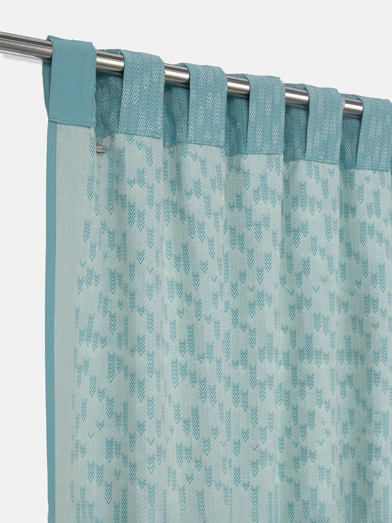 Fabindia Home Magnolia Woven Blue Cotton 9 ft Long Door Curtain