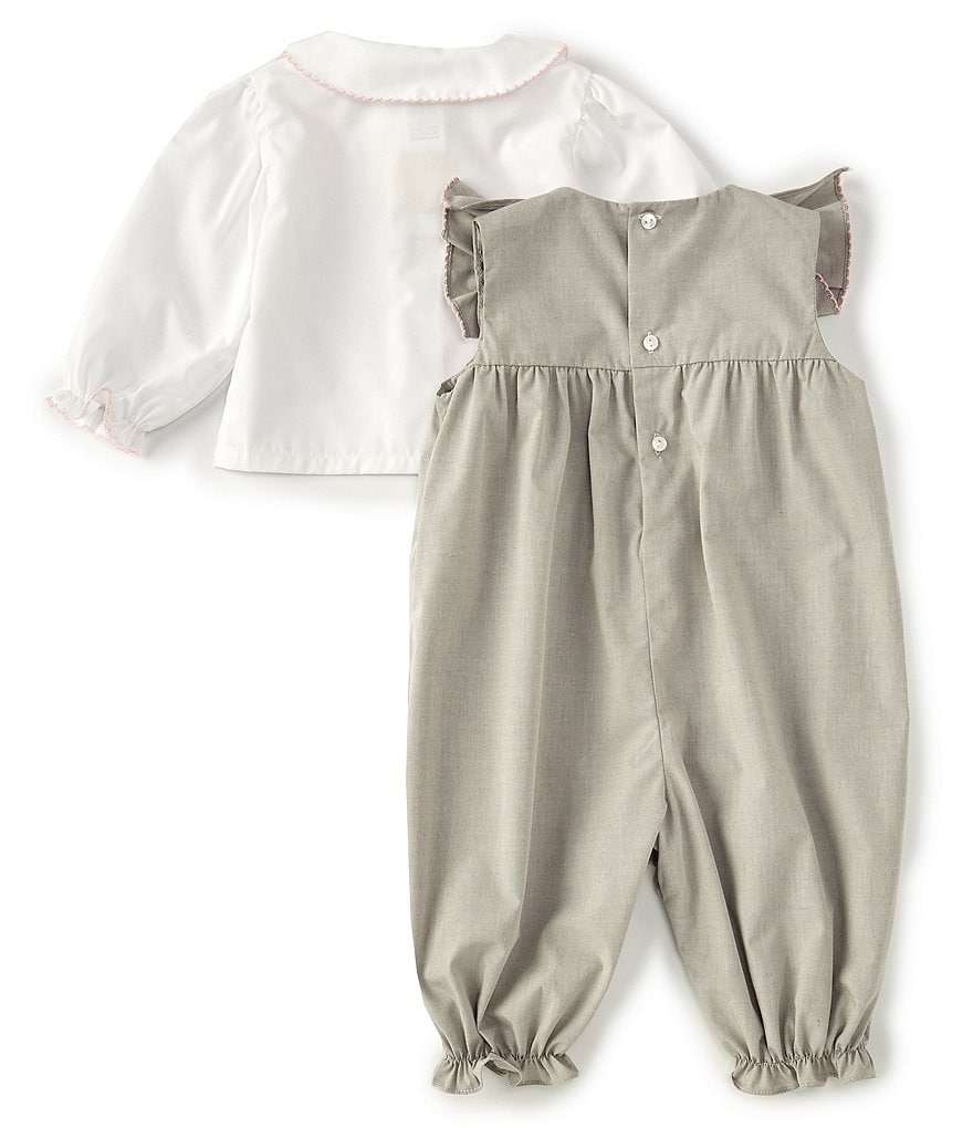 Petit Ami Baby Girls 3-24 Months Long Sleeve Shirt & Ruffle Romper 2-Piece Set