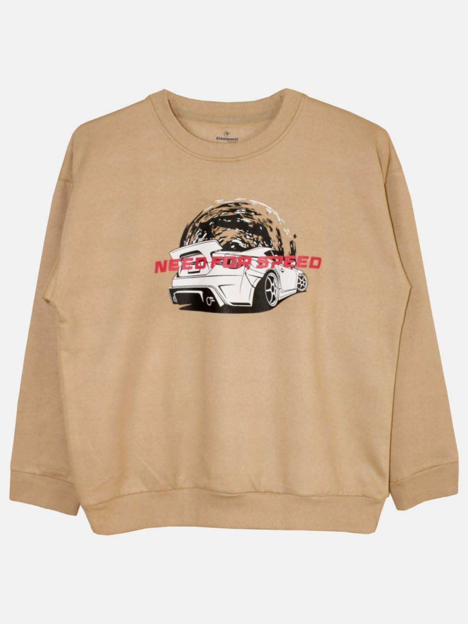 Kiddopanti Kids Beige & Brown Printed Full Sleeves Sweatshirt Set