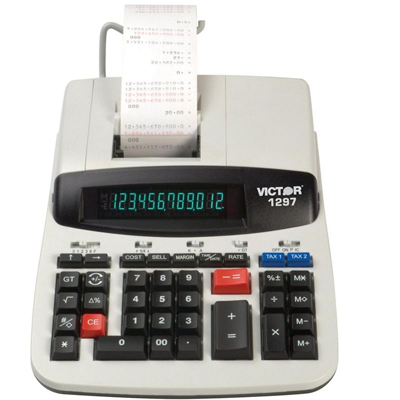 Victor 1297 Two-Color Commercial Printing Calculator Black/Red Print 4 Lines/Sec 