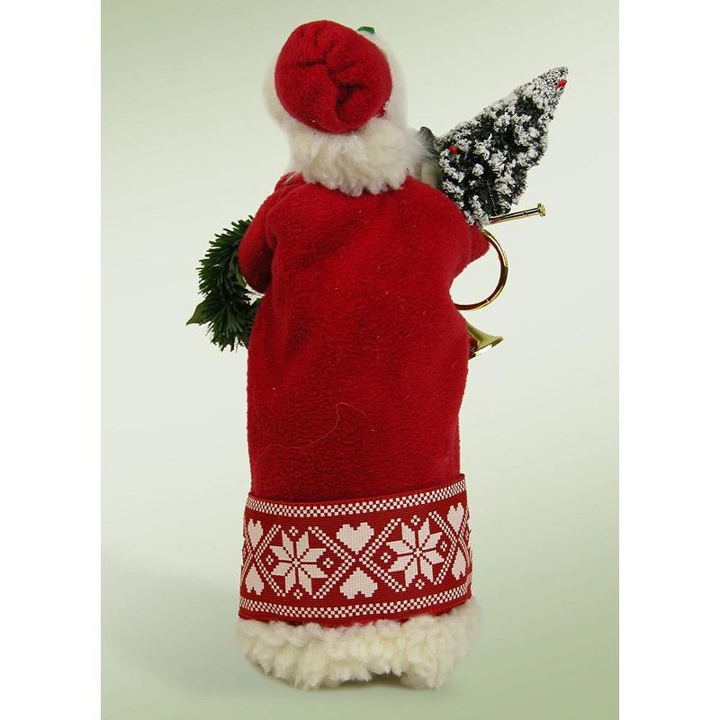 Byers Choice 13.5" Nordic Santa with Frosted Christmas Tree, French Horn and Wreath Christmas Figure