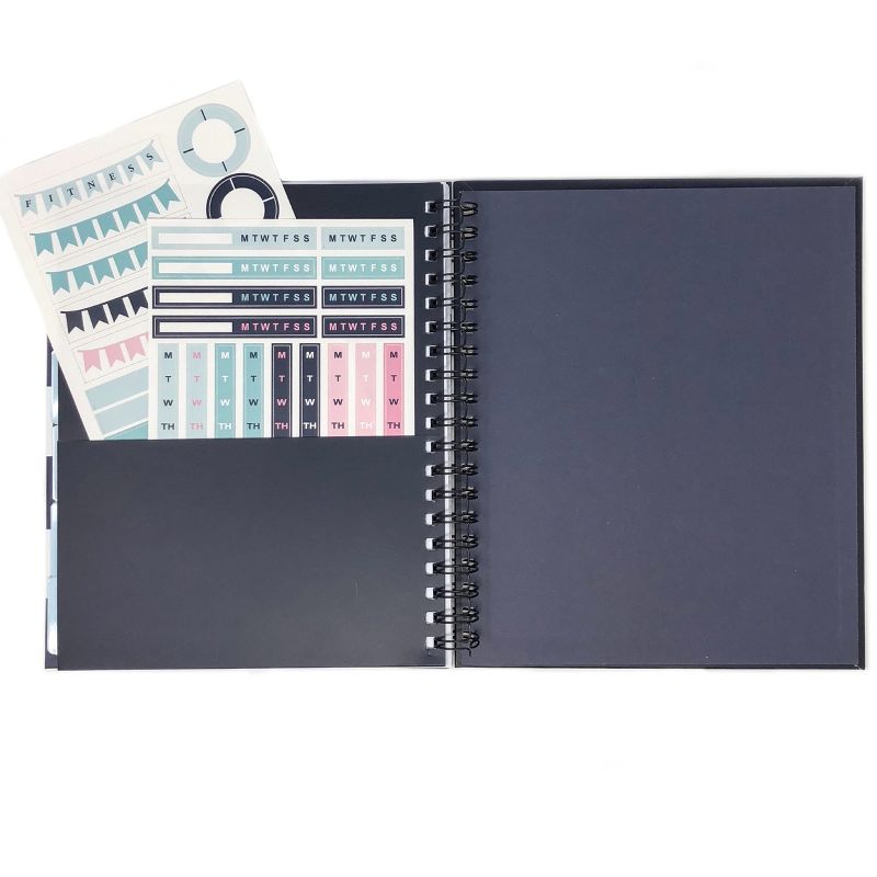 Undated Weekly Planner 8"x10", Book Band & Stickers Bundle Teal Polka Dots - Kahootie Co