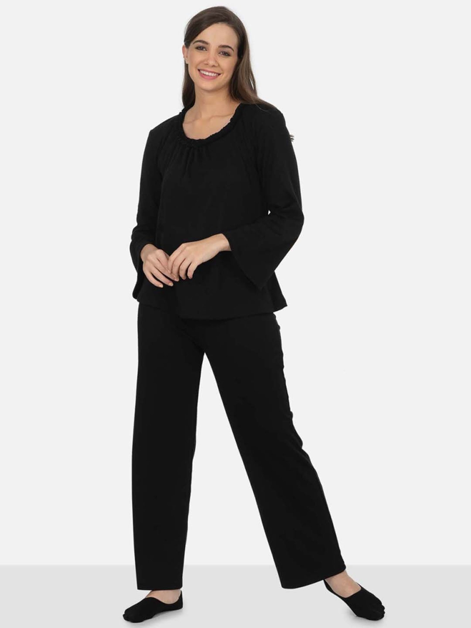 The Calm Collective Black Emma Knit Pajama Set