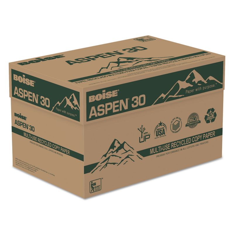 Boise ASPEN 30% Recycled Multi-Use Paper 3-Hole 92 Bright 20lb 8 1/2 x 11 White 054901P