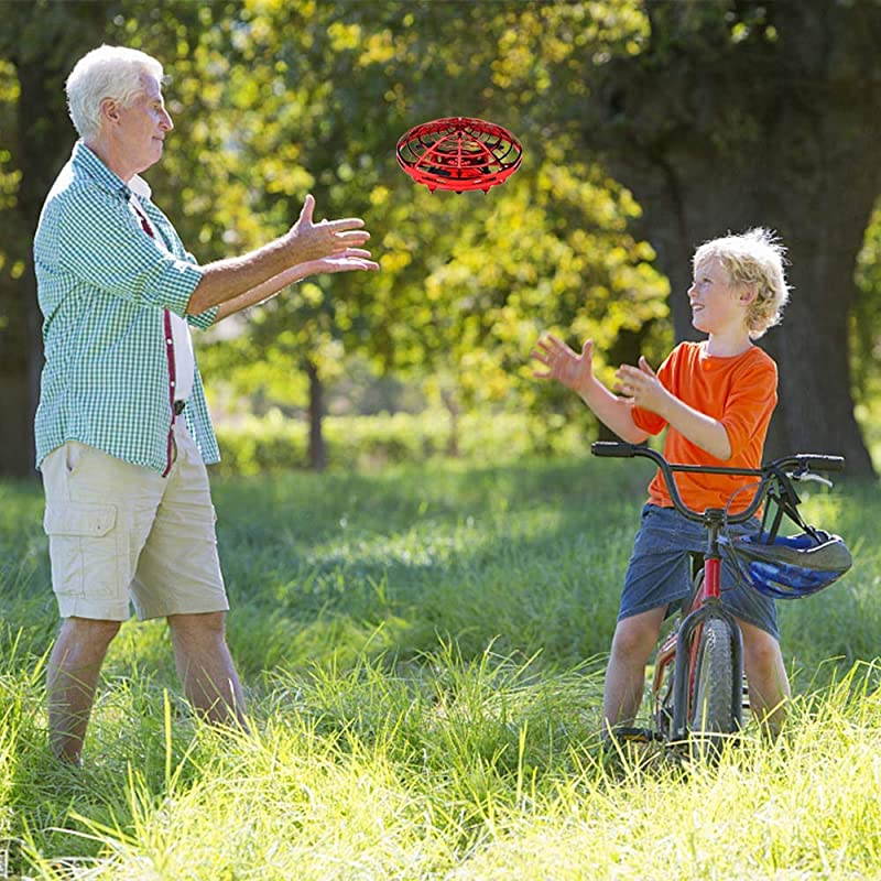 Drone RC Flying Toy for Kids Flying Ball Hand Controlled Quadcopter Light Up Flying Toys Two Speed AutoAvoid Obstacles 360Rotating Helicopter Outdoor Toys Fall Halloween Birthday Gifts