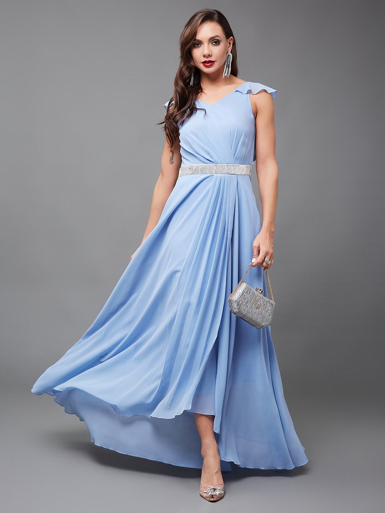 Miss Chase Blue Relaxed Fit Maxi Dress