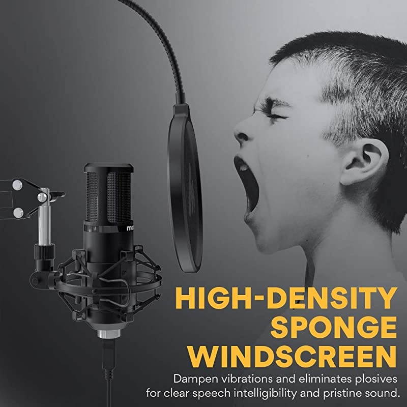 Podcast Microphone 192KHZ/24BIT  AU-PM420 Metal USB Condenser Cardioid PC Mic with Professional Sound Chipset for Gaming, Streaming, YouTube, Voice Over, Studio/Home Recording