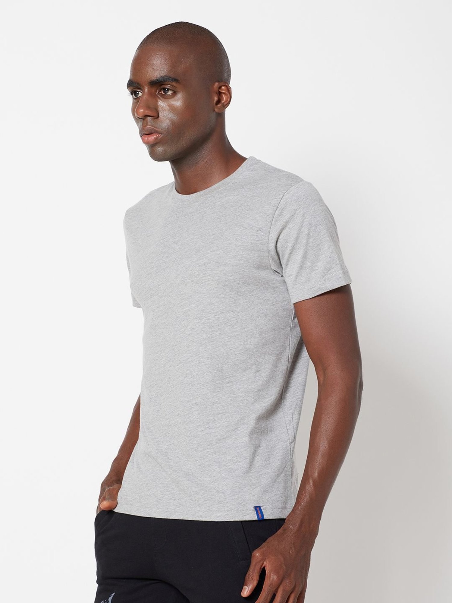Sporto Grey Melange Regular Fit T-Shirt