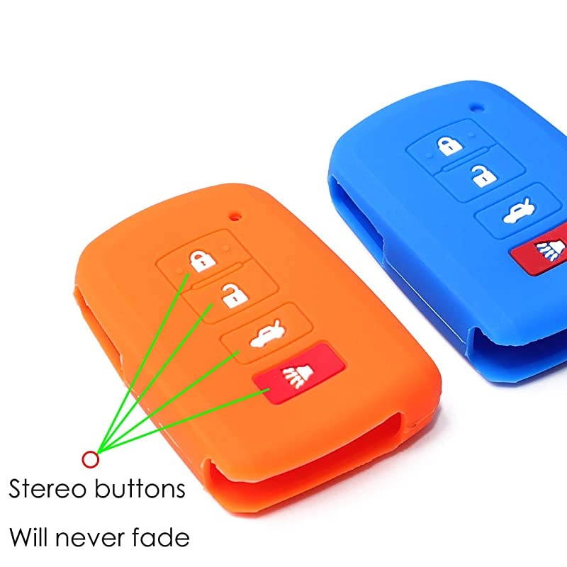 Blue Orange Silicone Key Fob Cover Fits Toyota RAV4 Corolla 2016 Rav4 Highlander 2018 2019