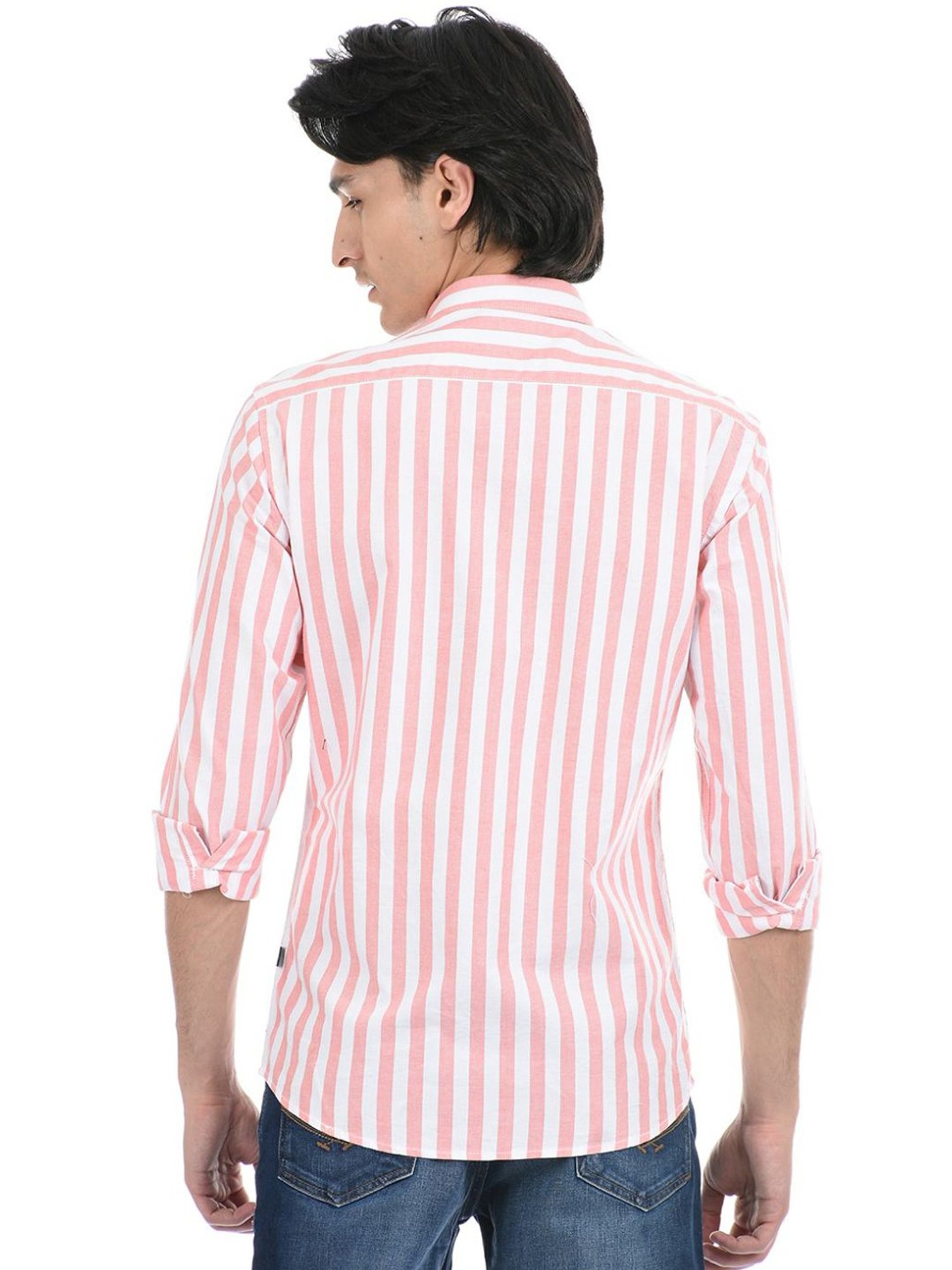 London Fog Pink Regular Fit Striped Shirt