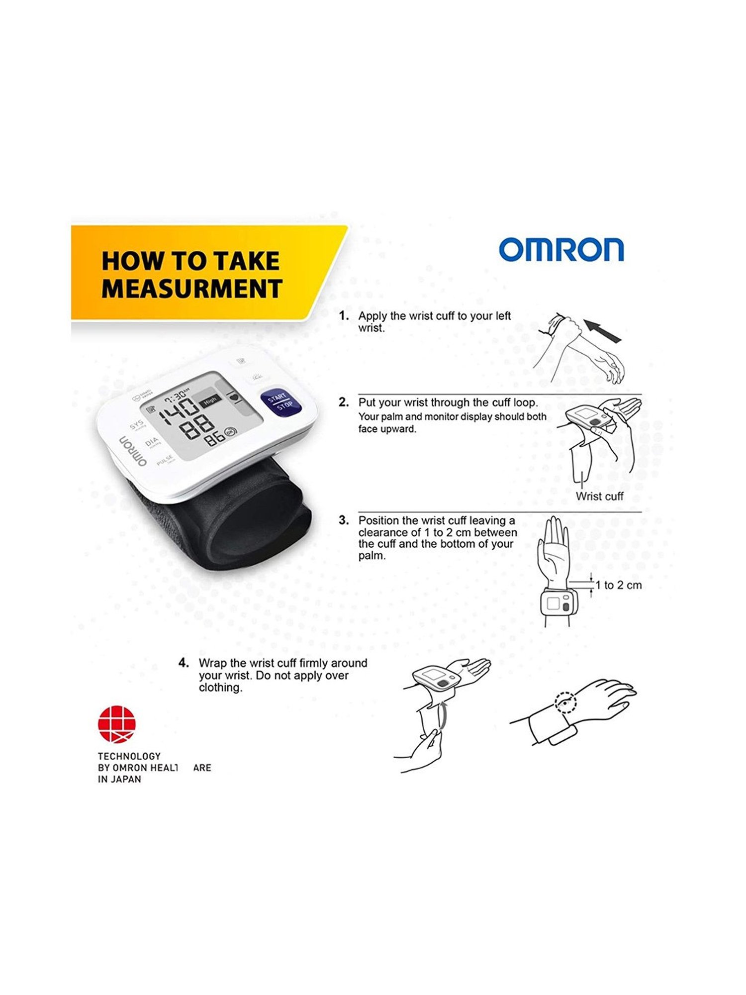 Omron HEM-6181 Fully Automatic Wrist Blood Pressure Monitor (White)