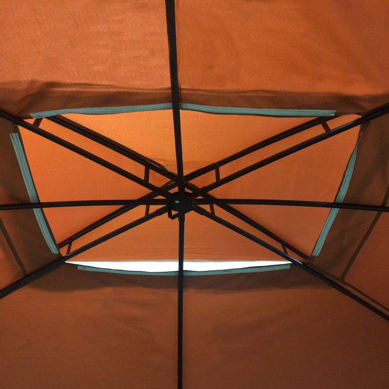 Gravina 12' by 10' Steel Gazebo - Dark Gray/Rust Orange - Christopher Knight Home