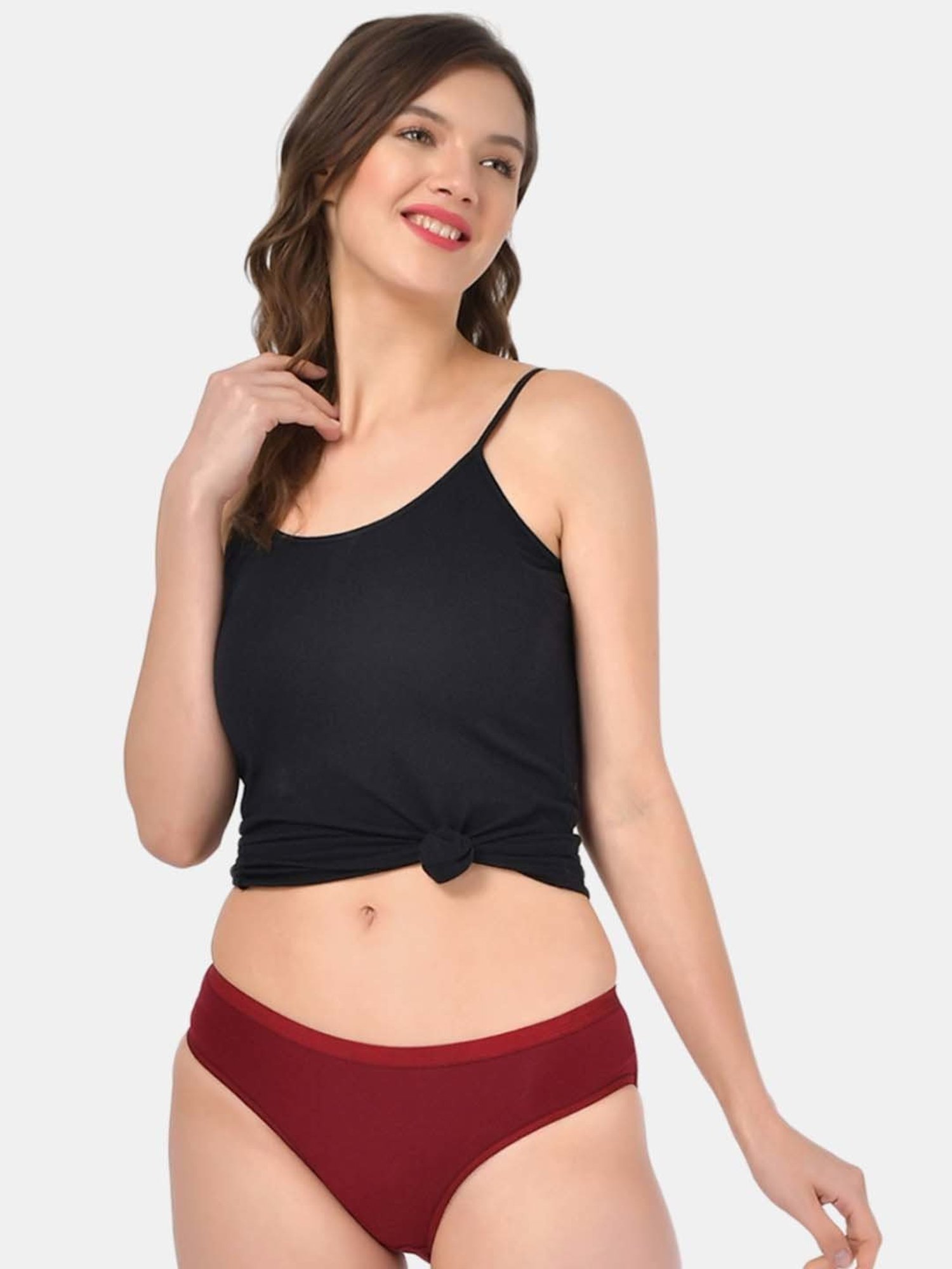 Bleeding Heart Pink & Maroon Plain Panties - Pack Of 2