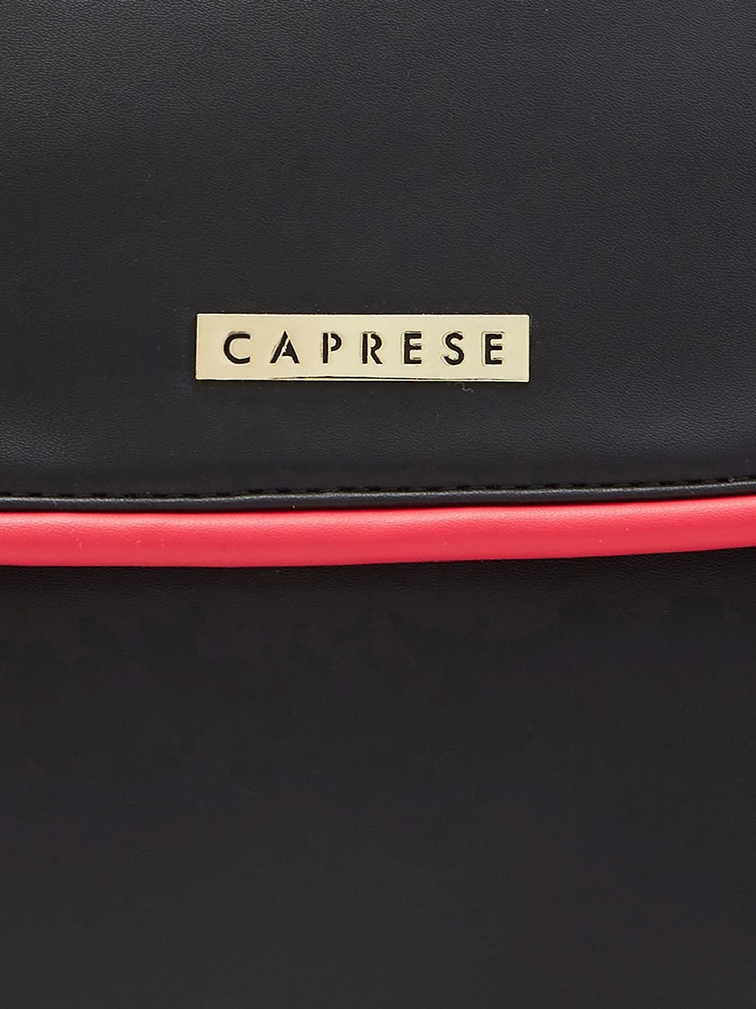 Caprese Black Faux Leather Medium Laptop Messenger Bag