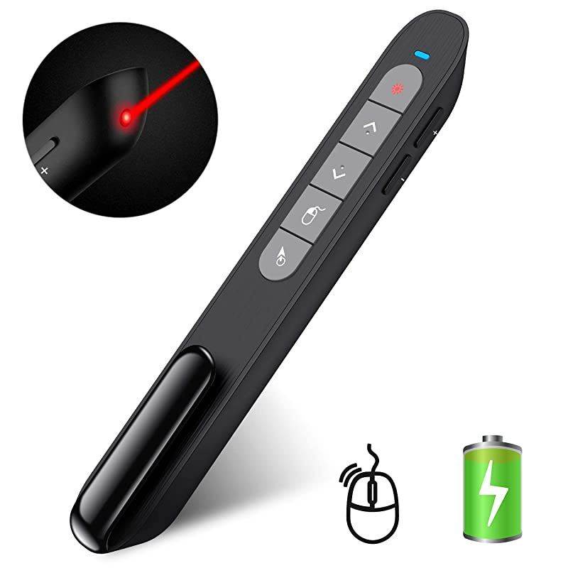 Wireless Presenter Remote with Air Mouse Rechargeable PPT Presentation Pointer RF 24GZ PowerPoint Clicker Computer Slide Advancer