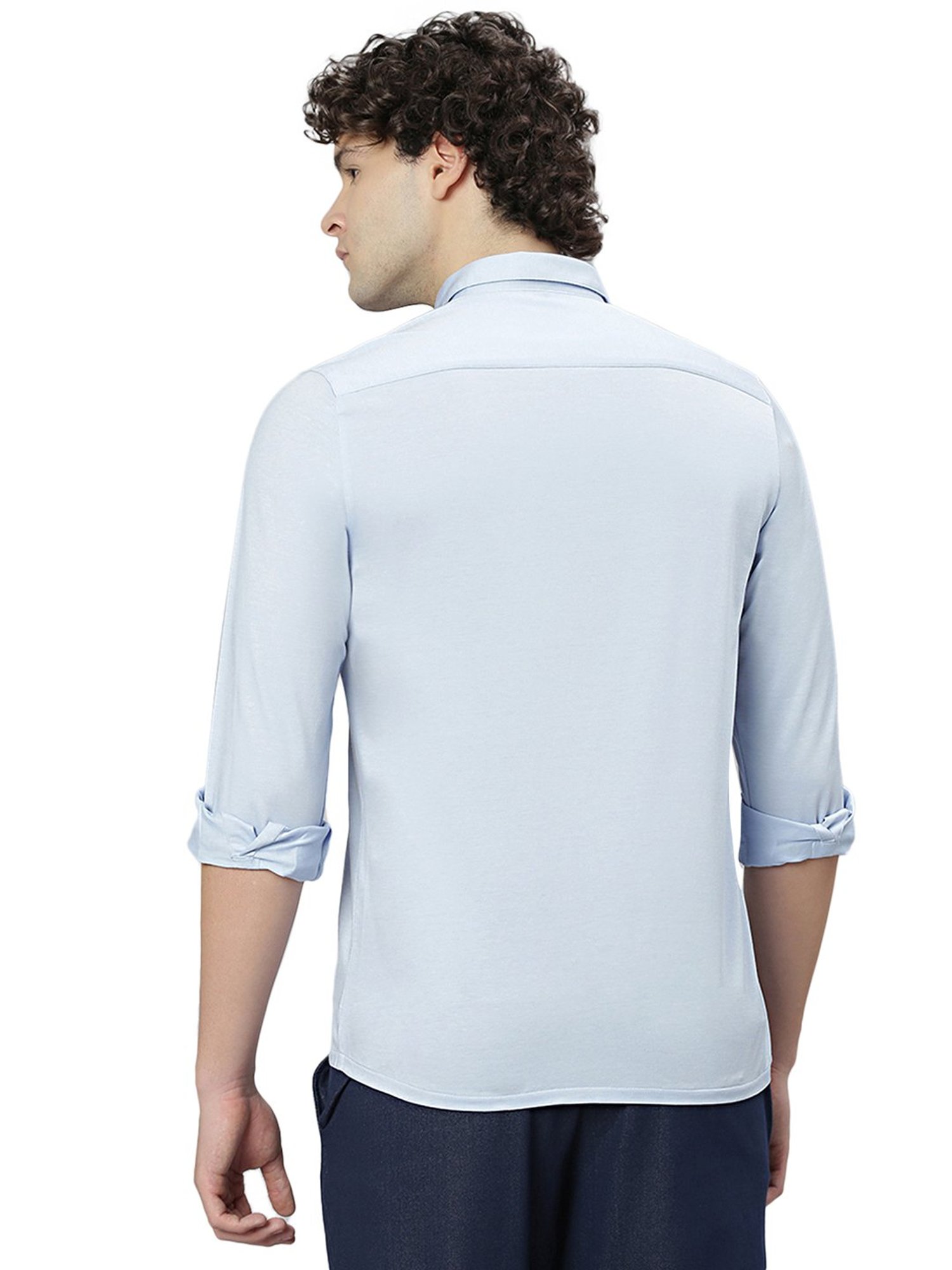 Slowave Sky Blue Regular Fit Cotton Shirt