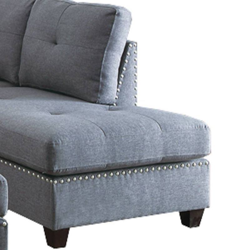 3pc Polyfiber Sectional Set with Nail Head Trim Blue/Gray - Benzara