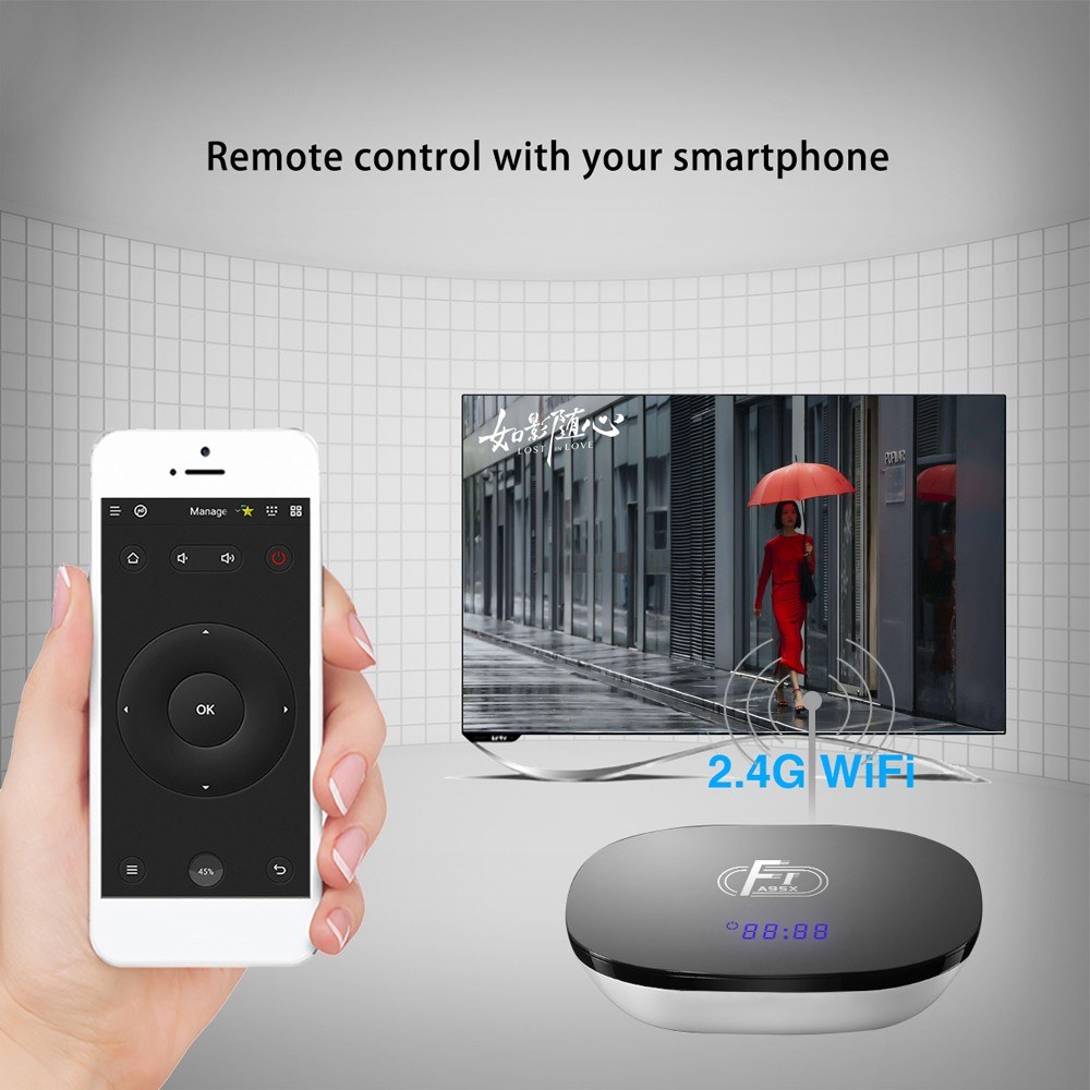 A95X F1 Android 8.1 TV Box Amlogic S905W Smart TV Set Top Box Remote Control Quad Core VP9 H.265 2GB / 16GB 2.4G WiFi 100M LAN HD Media Player LED Display