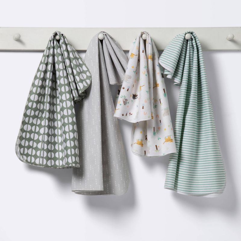 Touched by Nature Baby Organic Cotton Muslin Tranquility Blanket, Blue Elephant, One Size