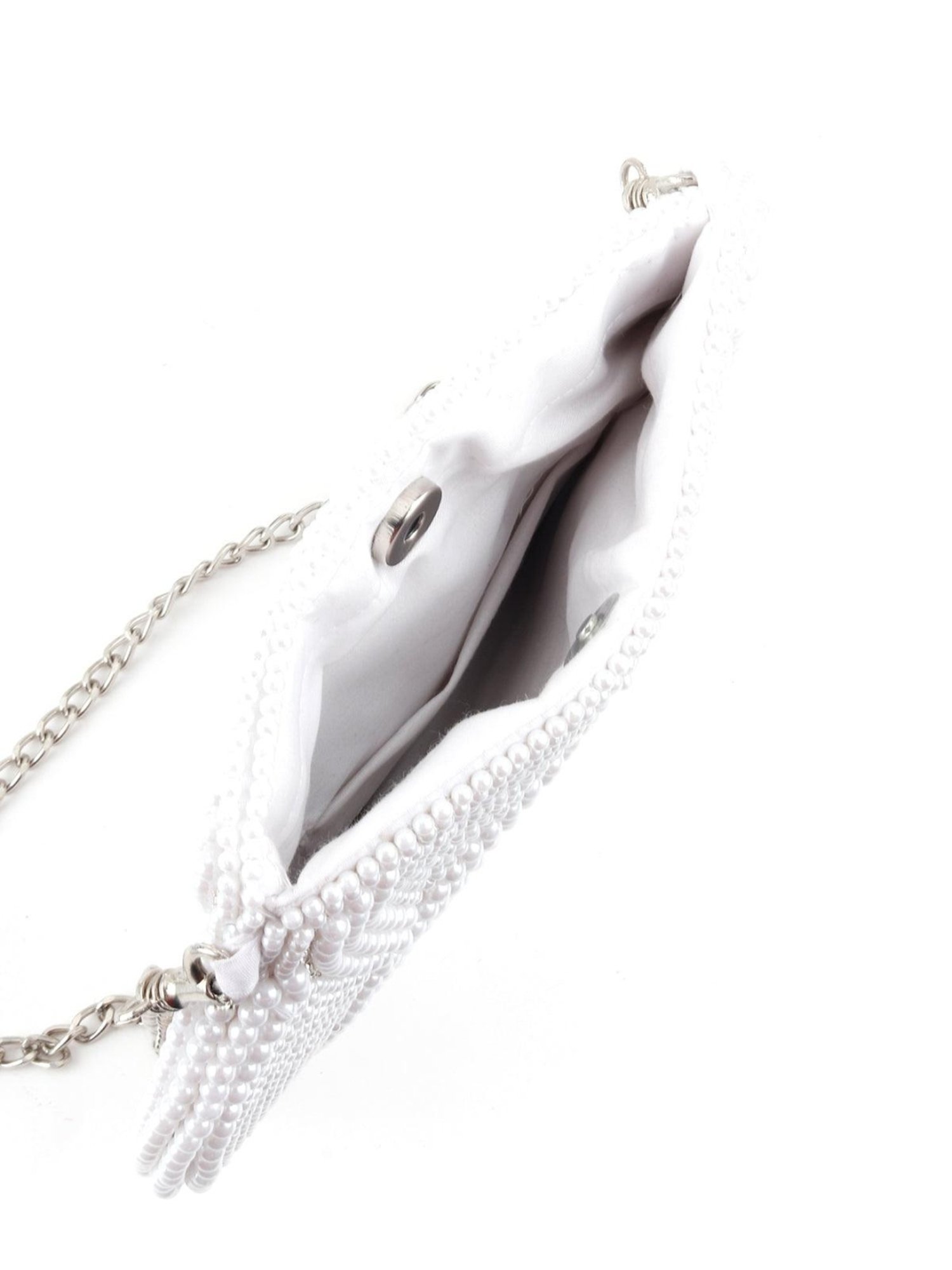 Odette White Embellished Sling Handbag