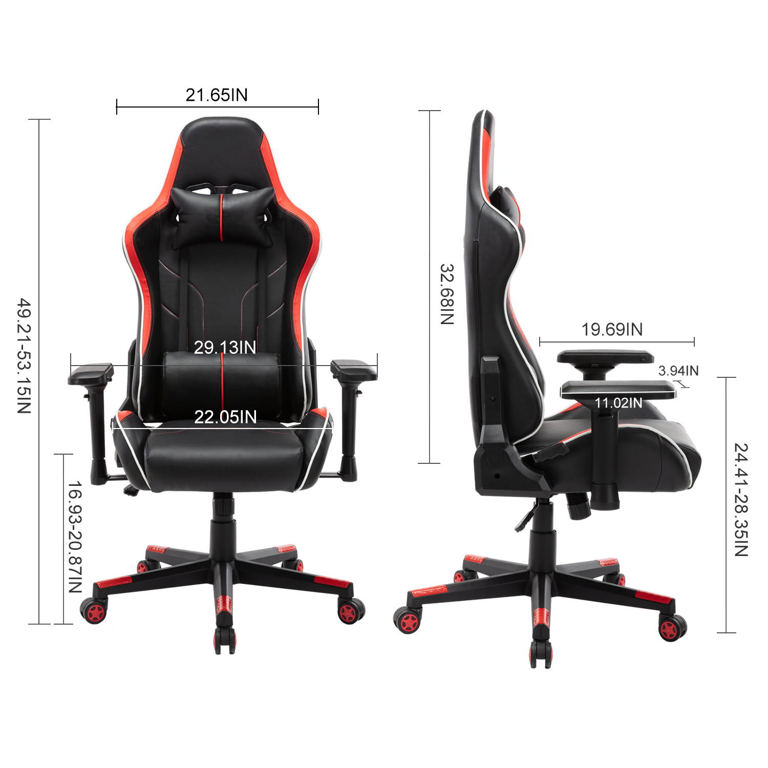 RESPAWN Sidewinder Gaming Chair, PU Leather, in Rage Red (RSP-125-RED)
