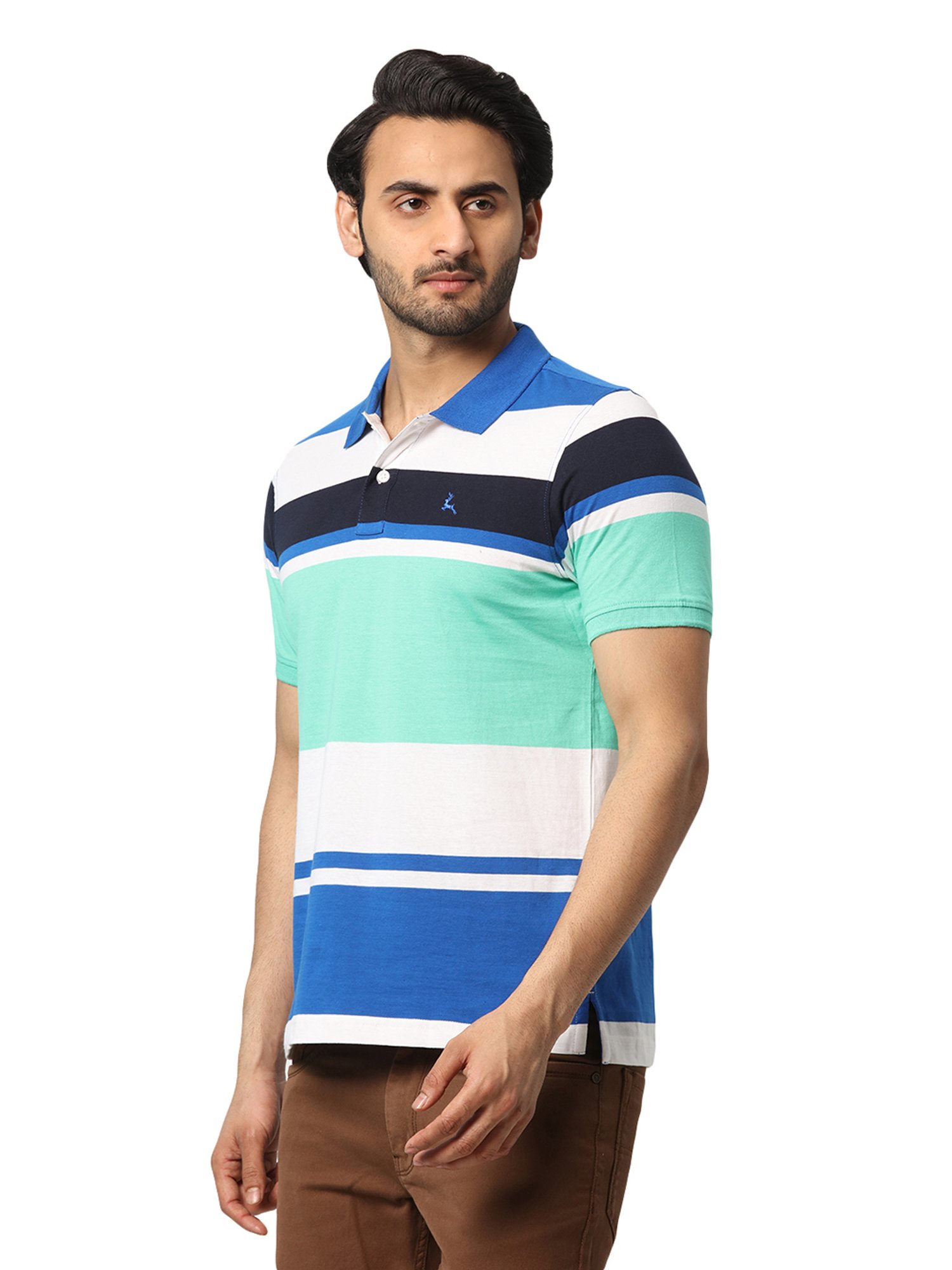 Parx Multicolor Regular Fit Striped Polo T-Shirt