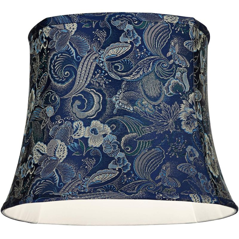 Springcrest Grisborne Blue Racetrack Medium Oval Lamp Shade 10" Top x 14" Bottom x 11" High (Spider) Replacement with Harp and Finial