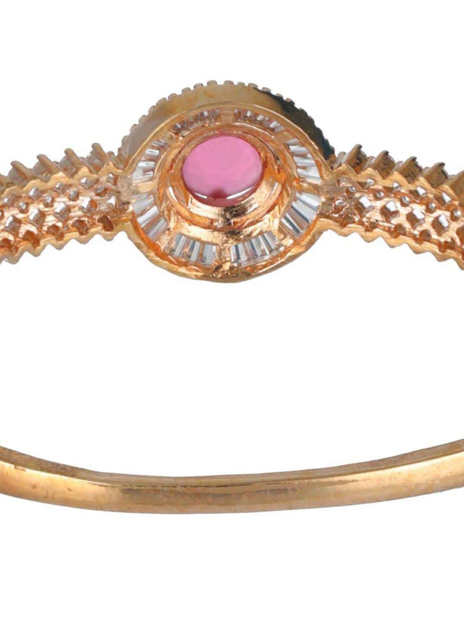 Jazz & Sizzle Rose Gold-Plated & Magenta AD Studded Handcrafted Bangle-Style Bracelet for Women