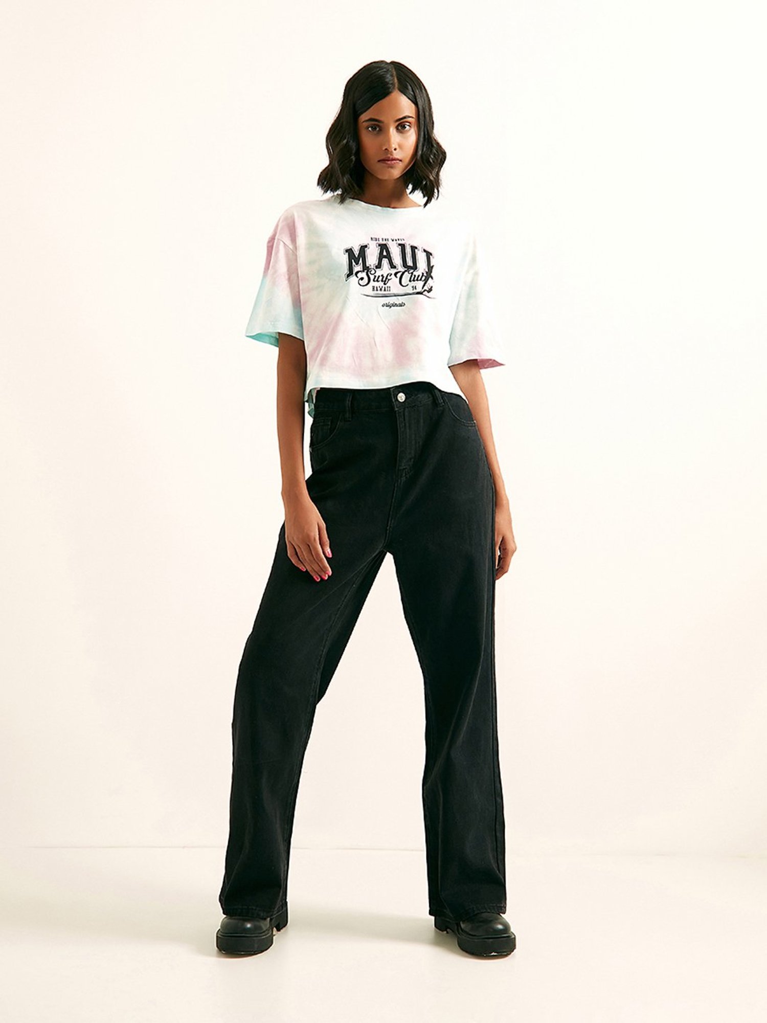 Cover Story Blue & White Textured T-Shirt