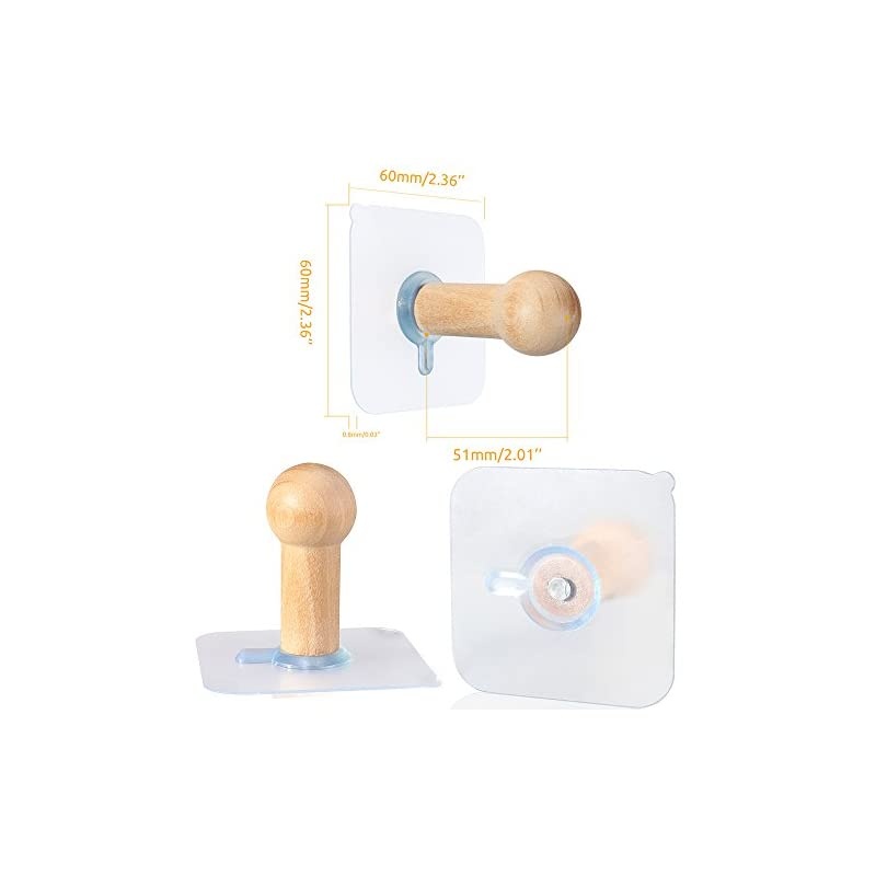 Hooks Hat Hooks for Wall Hat Rack No Drilling Decorative Modern Wooden Coat Hanging Hook for Door Wardrobe Closet-8 Packs