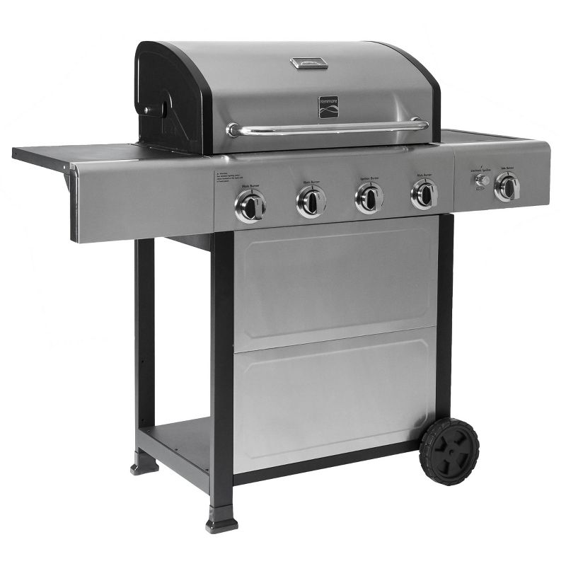 Kenmore 4-Burner Open Cart Grill with Side Burner 40406SOL-SE Stainless Steel/Black