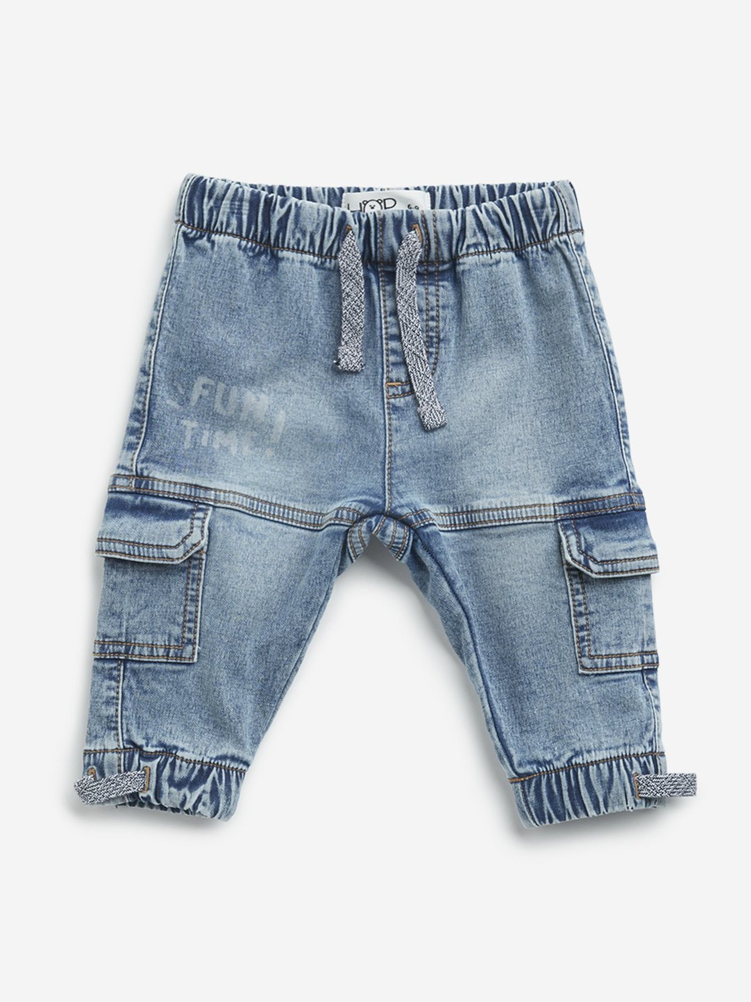 HOP Baby by Westside Blue Cargo-Style Mid-Rise Jeans