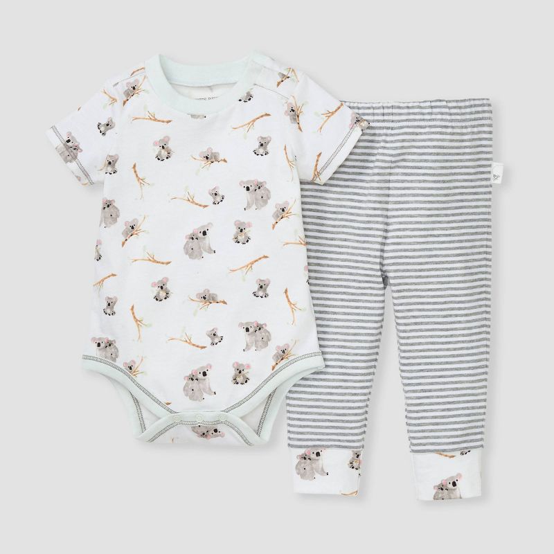 Burt's Bees Baby® Baby Boys' Organic Cotton Koala Bodysuit & Pants Set - Gray/White 9M