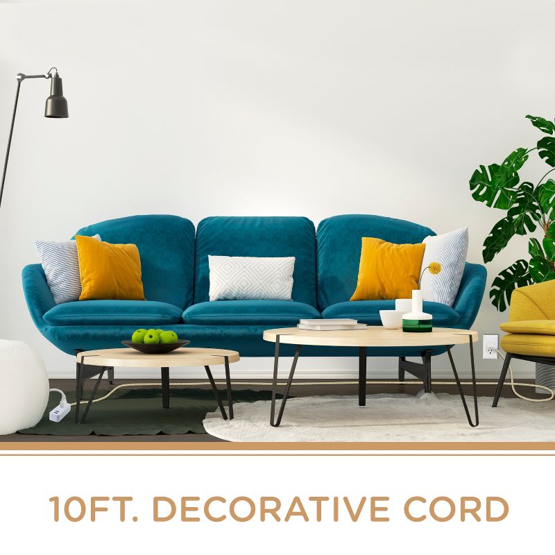 Cordinate Designer 1-Outlet 2 USB Port Surge Protector with 10' Extension Cord Tan/White