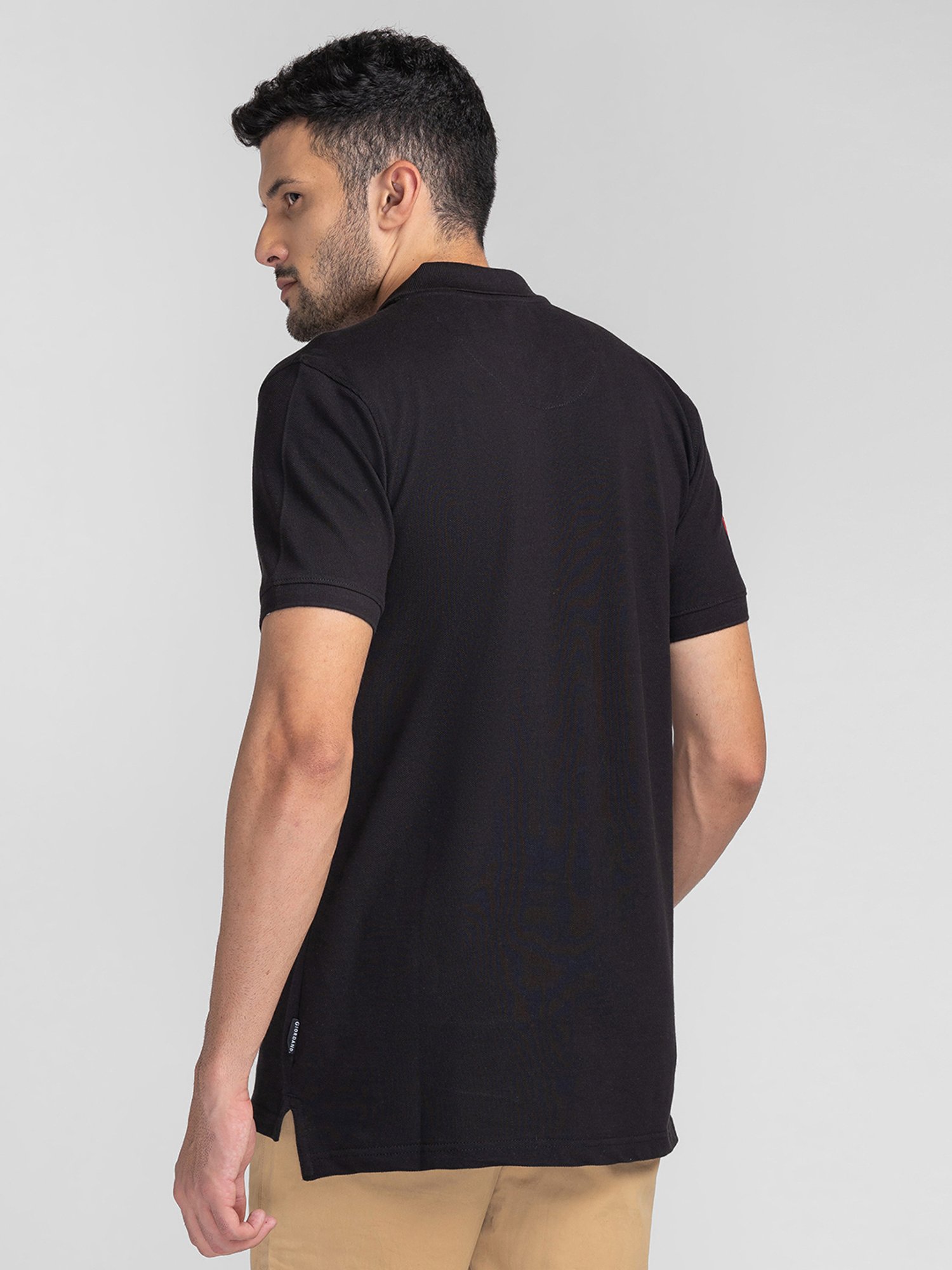 Giordano Black Slim Fit Striped Polo T-Shirt