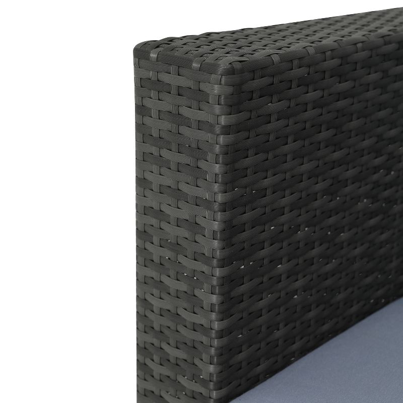 5pc Wicker Rattan Sofa Set with Gray Cushions - Accent Furniture