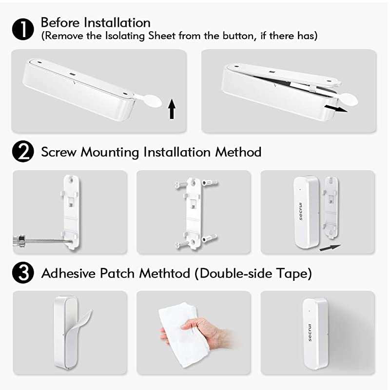 Chime Wireless Alarm Contact Sensor Doobell with 500ft Range 52 Chimes Adjustable Volume Mute Mode LED Indicators 1 Plugin Receiver 1 Sensor for OfficeHomeStore