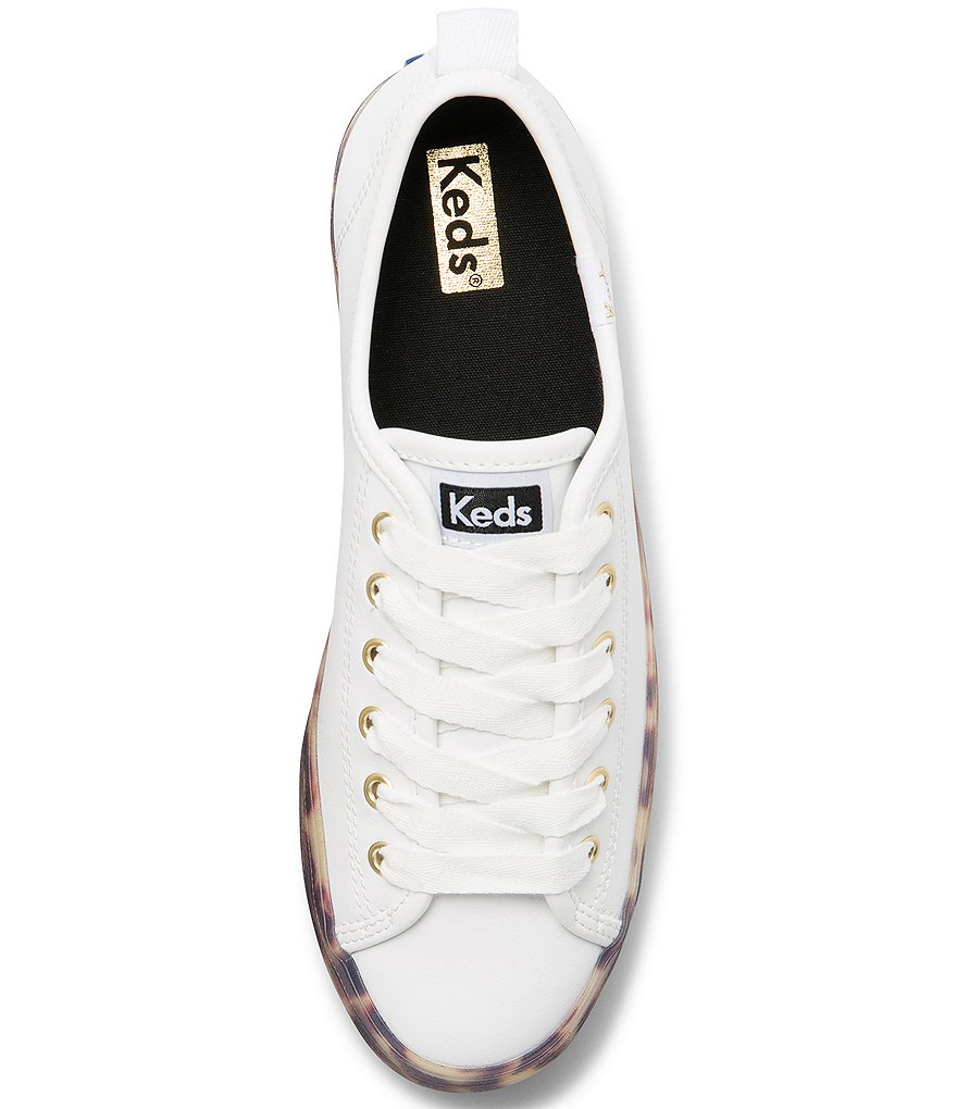 Keds Triple Up Leather Tortoise Print Lace-Up Platform Sneakers