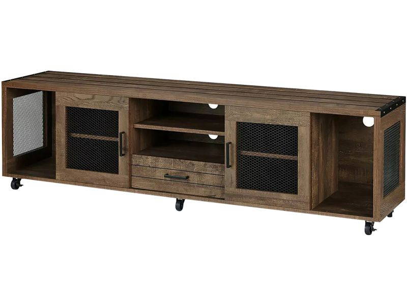 Furniture of America Sloan Industrial 70-Inch Wood TV Stand in Reclaimed Oak