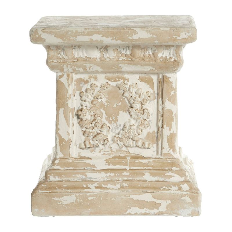 Accent Table Square Distressed Finish, Beige, And White - Olivia & May
