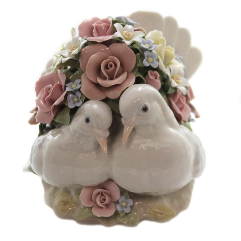Figurine 6.5" Love Birds Wedding Flowers Musical  -  Decorative Figurines