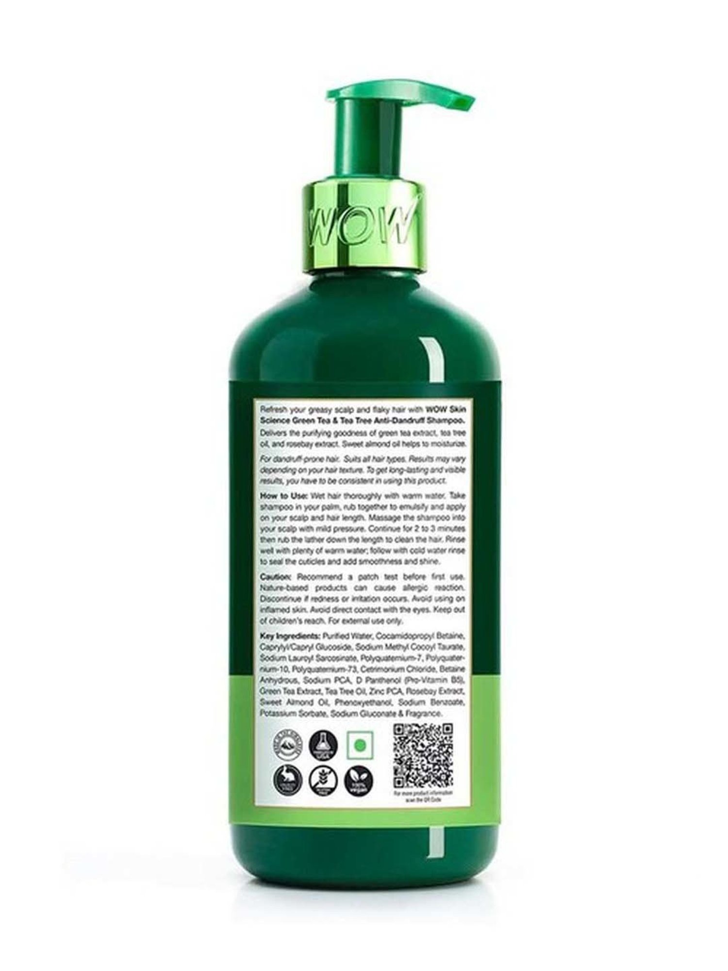 Wow Skin Science Green Tea & Tea Tree Anti-dandruff Shampoo - 300 ml
