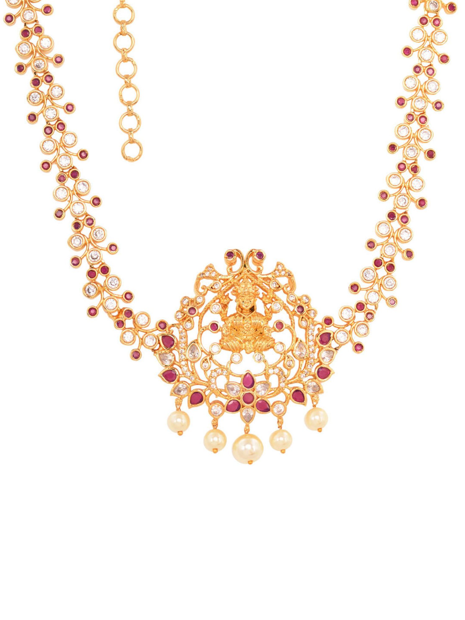 Saraf Rs Jewellery White &Red Gold Plated Ad Studded Temple Kamarbandh