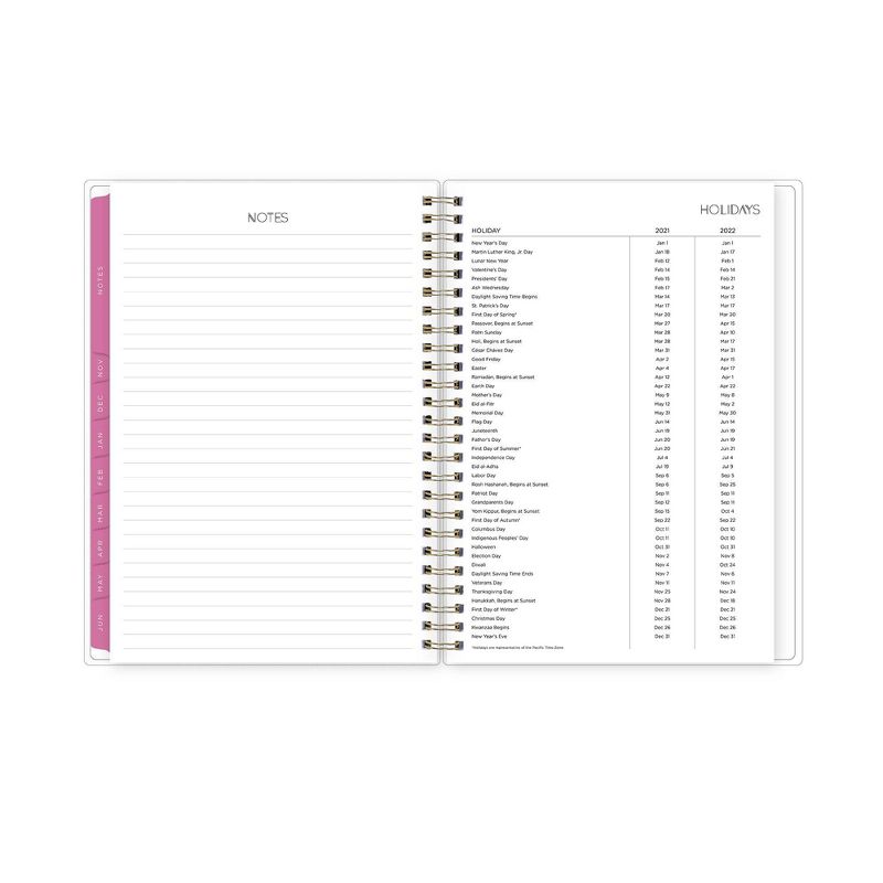 2021-22 Academic Planner Notes 5.875"x8.625" Flexible Plastic Cover Weekly/Monthly Wirebound Alcohol Ink Pink White - May Designs