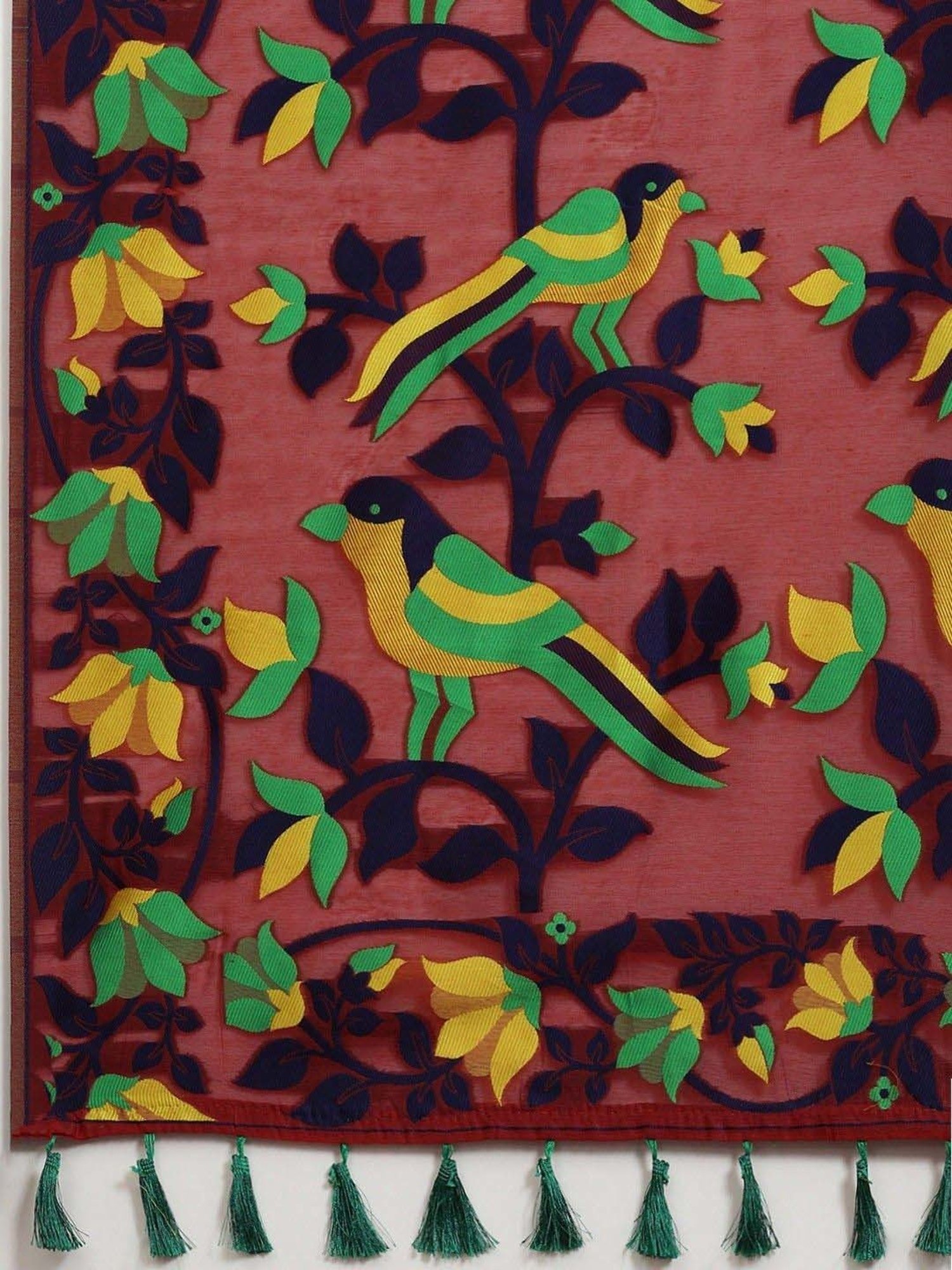 Silk Land Maroon Woven Saree With Unstitched Blouse